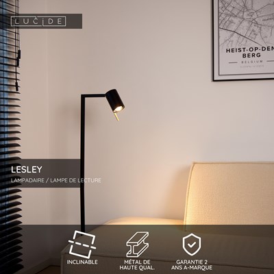 Lucide LESLEY - Lampadaire / lampe de lecture - 1xGU10 - Noir